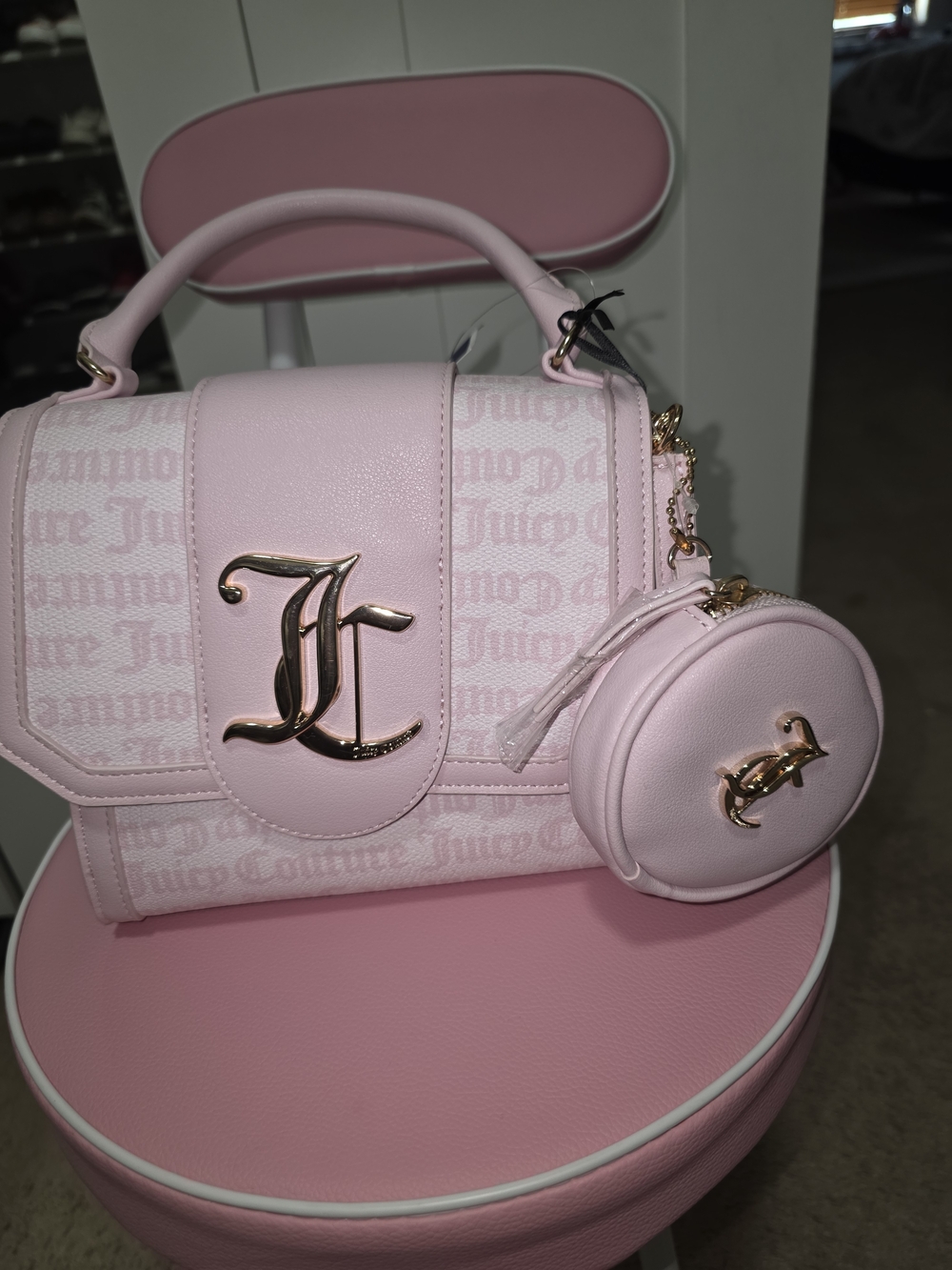 NWT- Juicy Couture Pink Logo Top-Handle Satchel with Coin Pouch